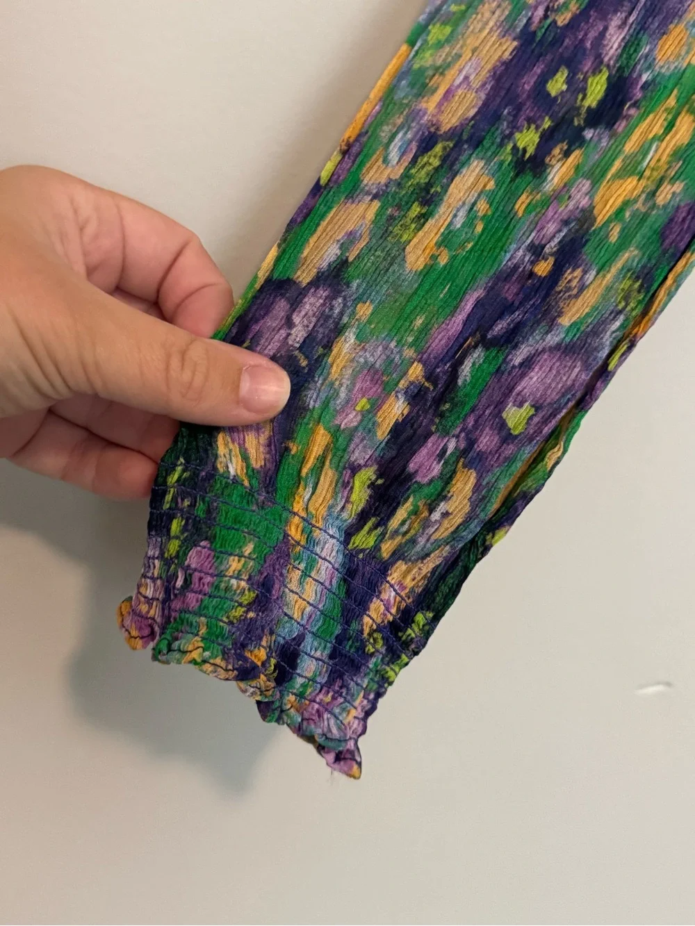 Anthropologie Marais Dress XL Chiffon Purple Green Boho Ruffle Maxi Balloon - Picture 4 of 12